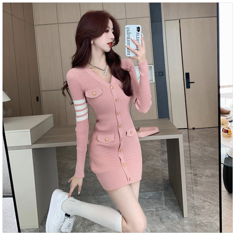 【dress】長袖タイトニットワンピースG22957