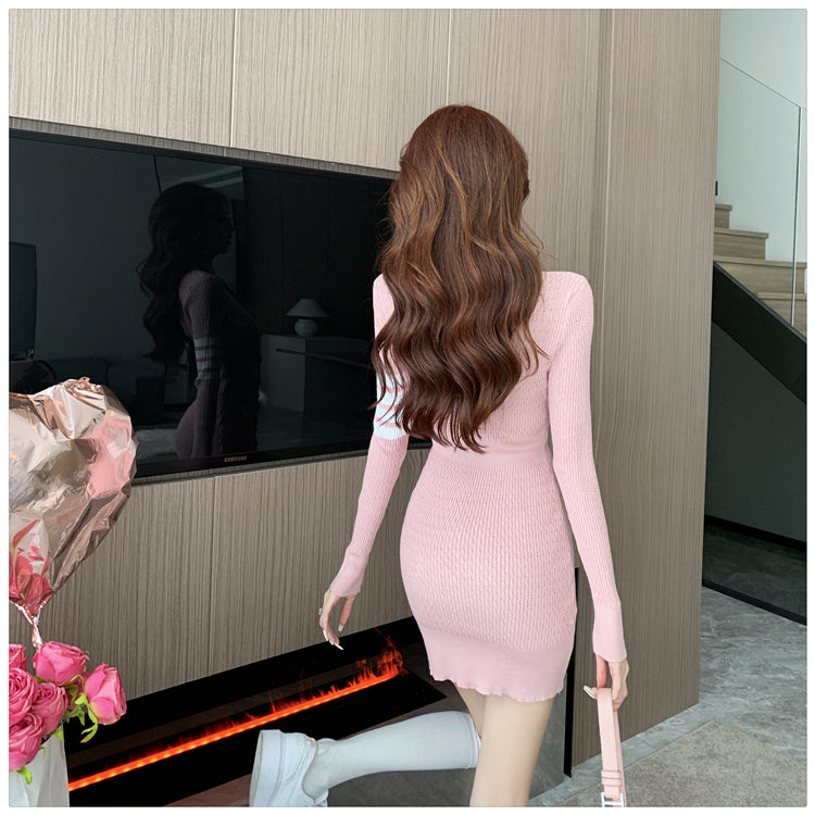 【dress】長袖タイトニットワンピースG22957