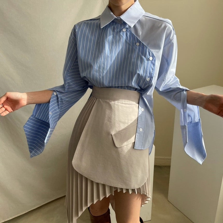 【tops】折り襟長袖シャツG23010