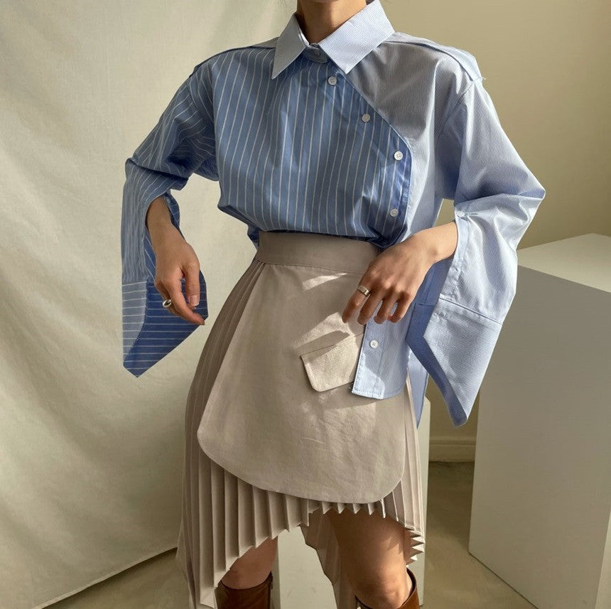 【tops】折り襟長袖シャツG23010