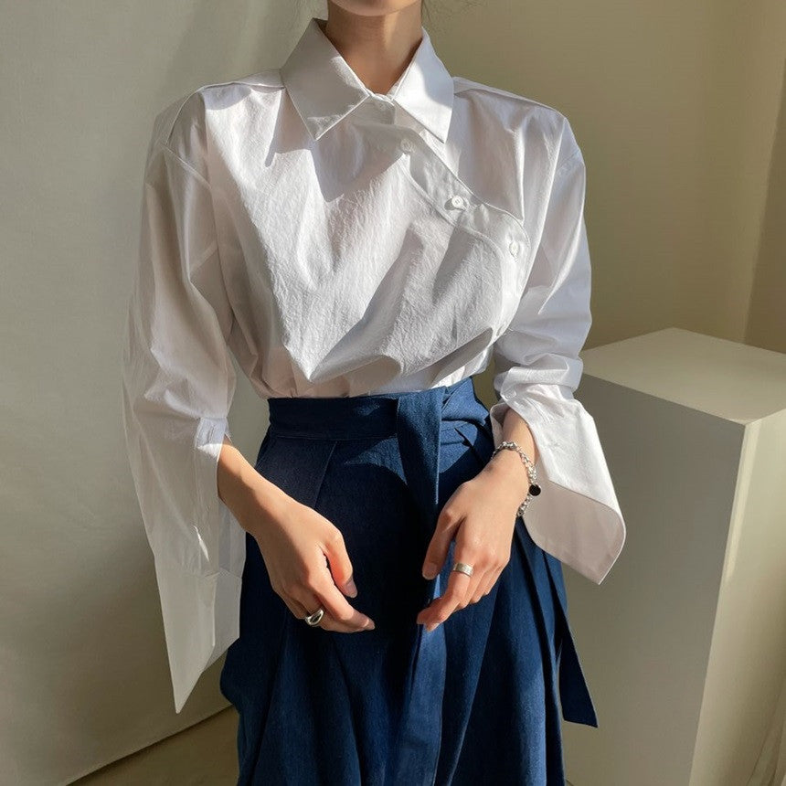 【tops】折り襟長袖シャツG23010