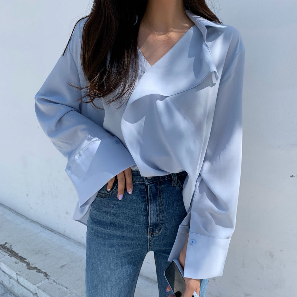 【tops】Vネック長袖シャツG23012
