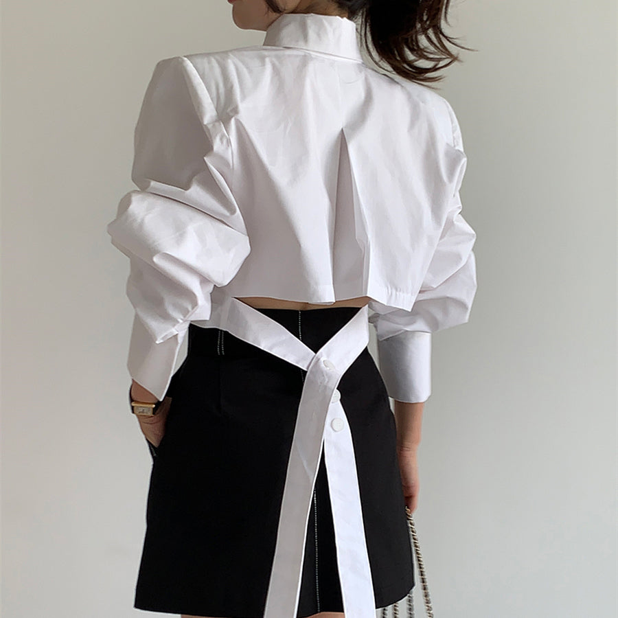 【tops】折り襟バックで綺麗シャツG23013