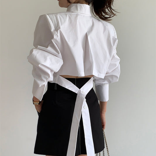 【tops】折り襟バックで綺麗シャツG23013