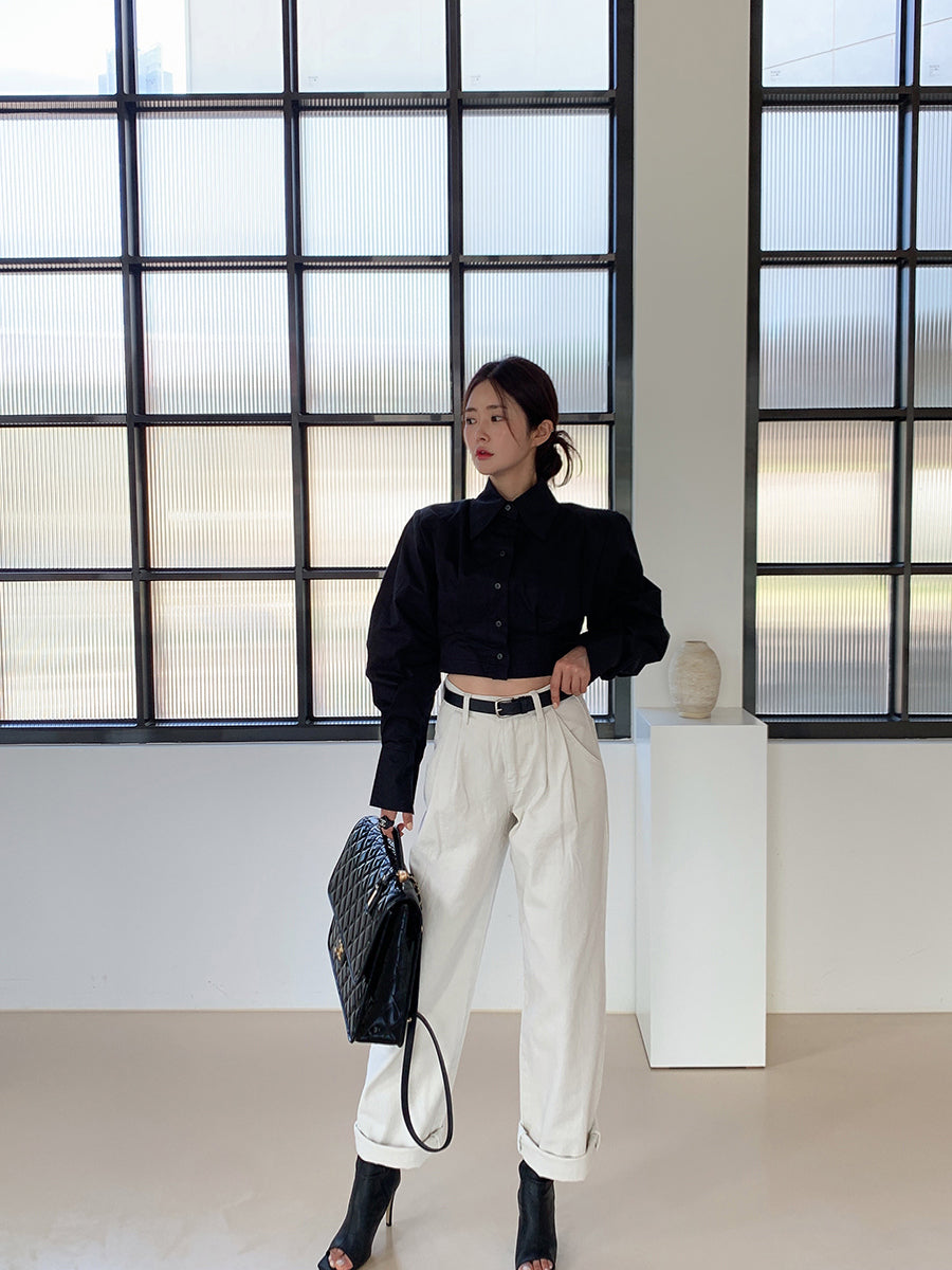 【tops】折り襟バックで綺麗シャツG23013