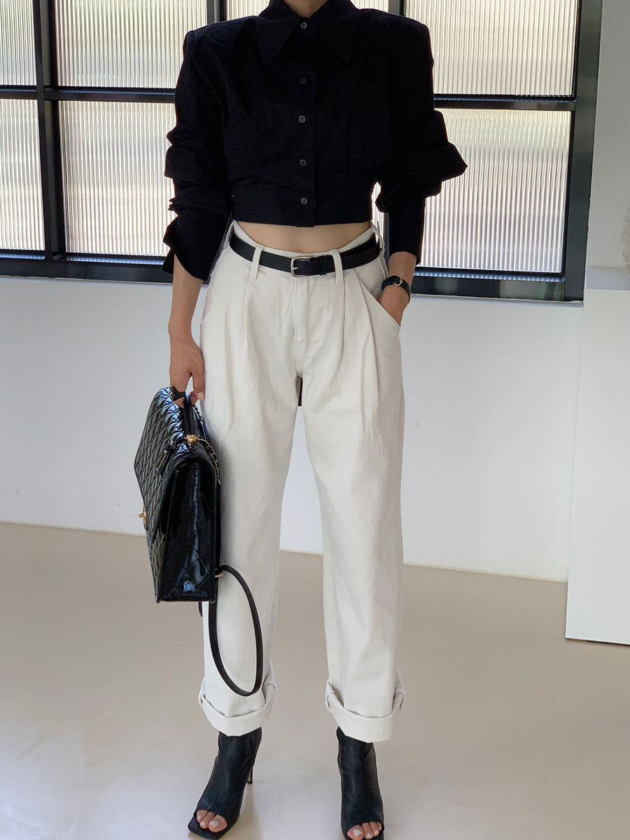 【tops】折り襟バックで綺麗シャツG23013