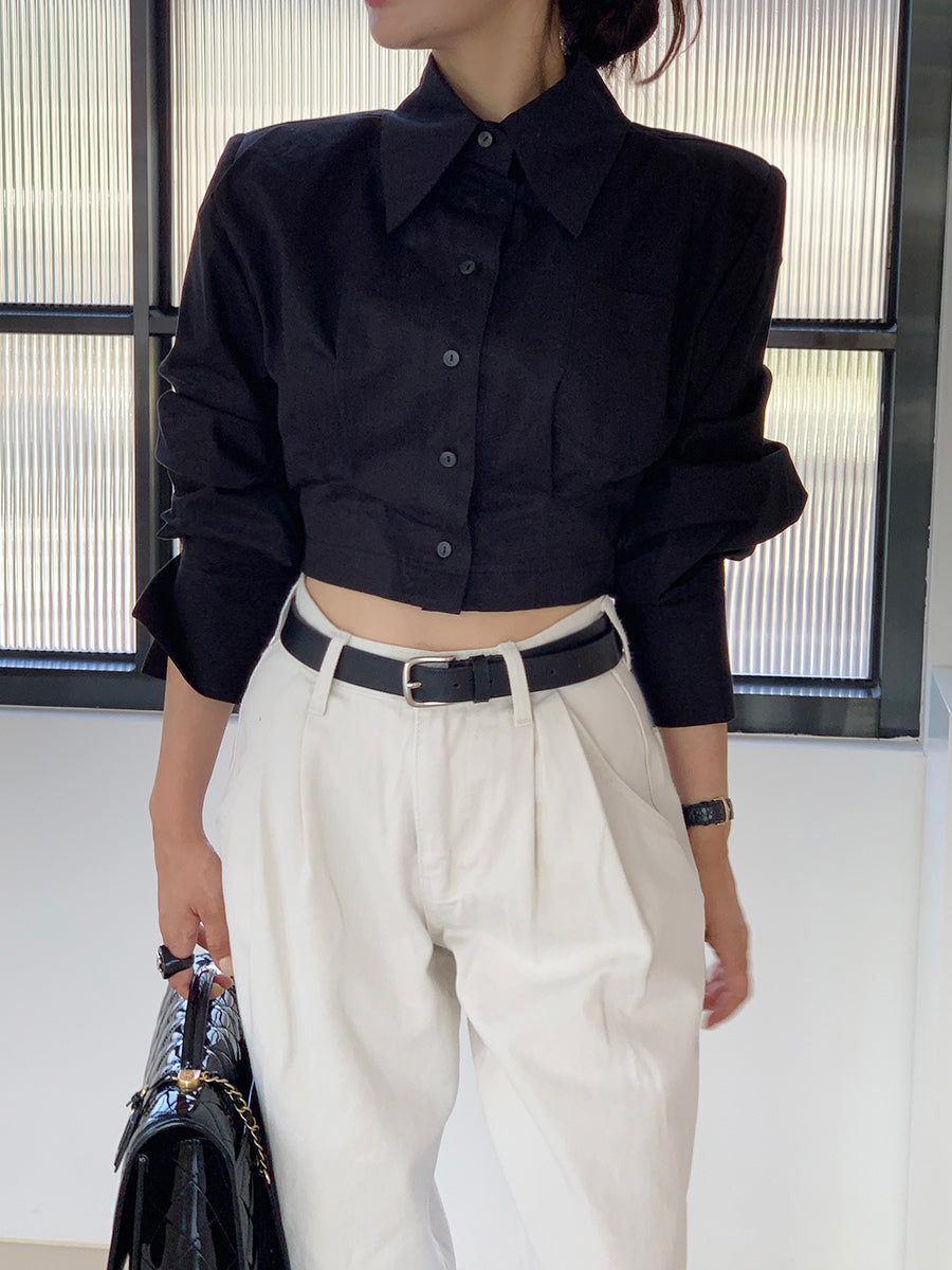 【tops】折り襟バックで綺麗シャツG23013