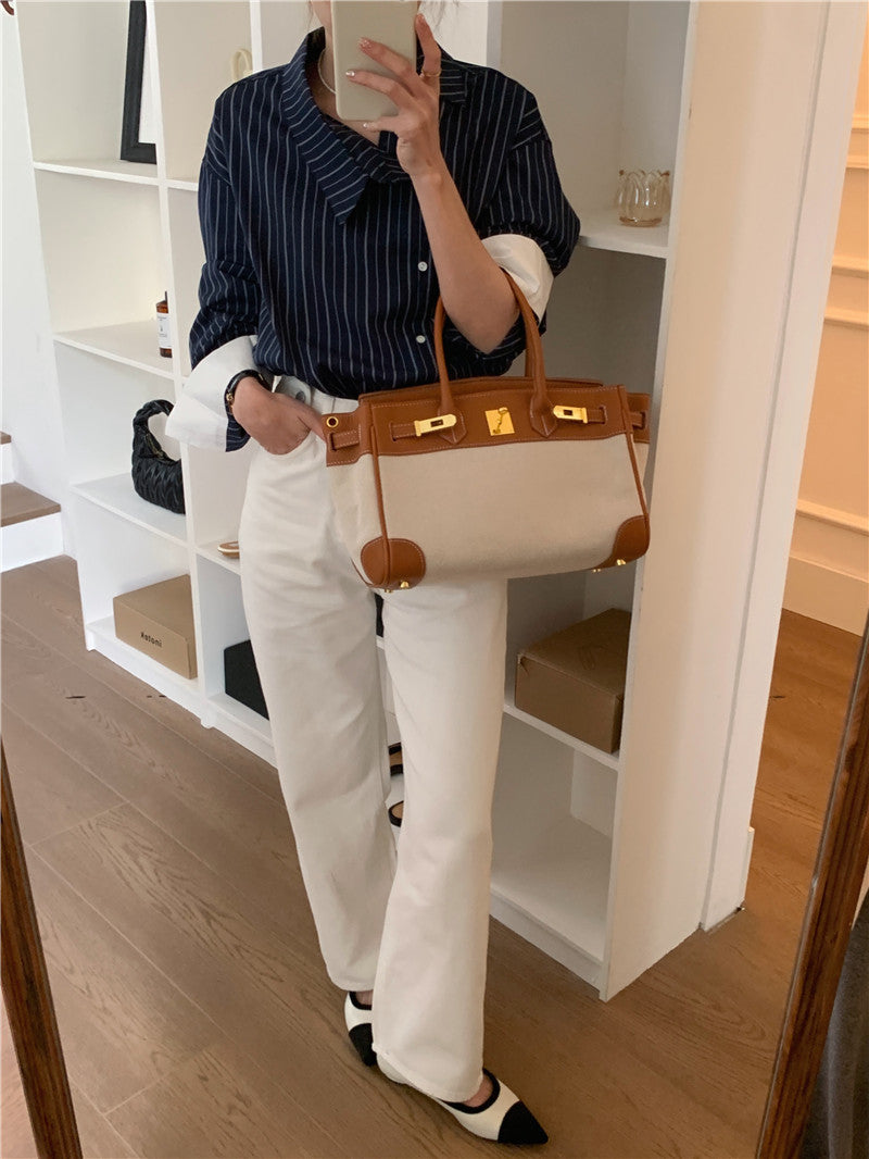 【tops】ストライプ柄長袖シャツG23034