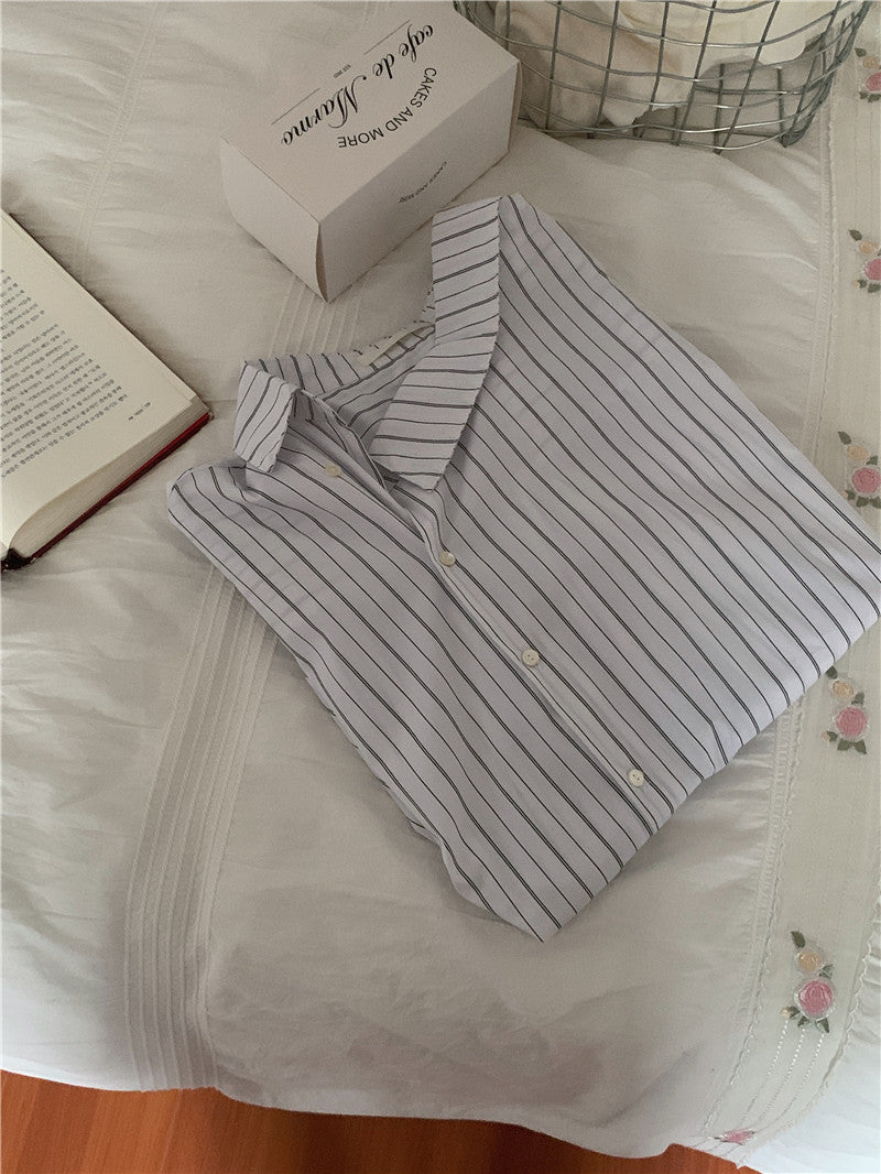 【tops】ストライプ柄長袖シャツG23034