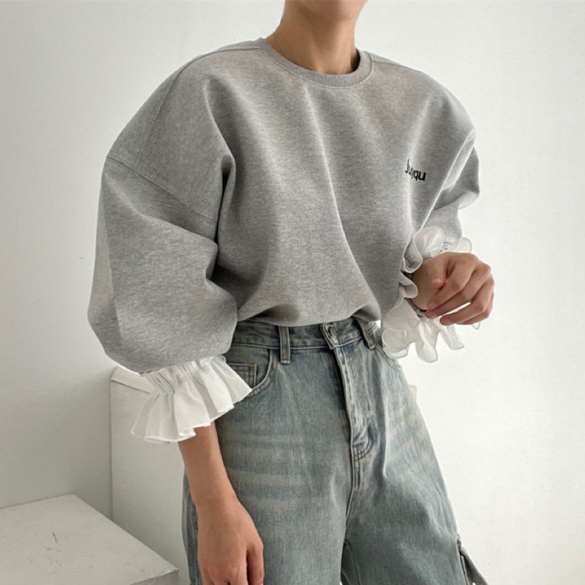 【tops】ラウンドネック切り替えパーカーG23038