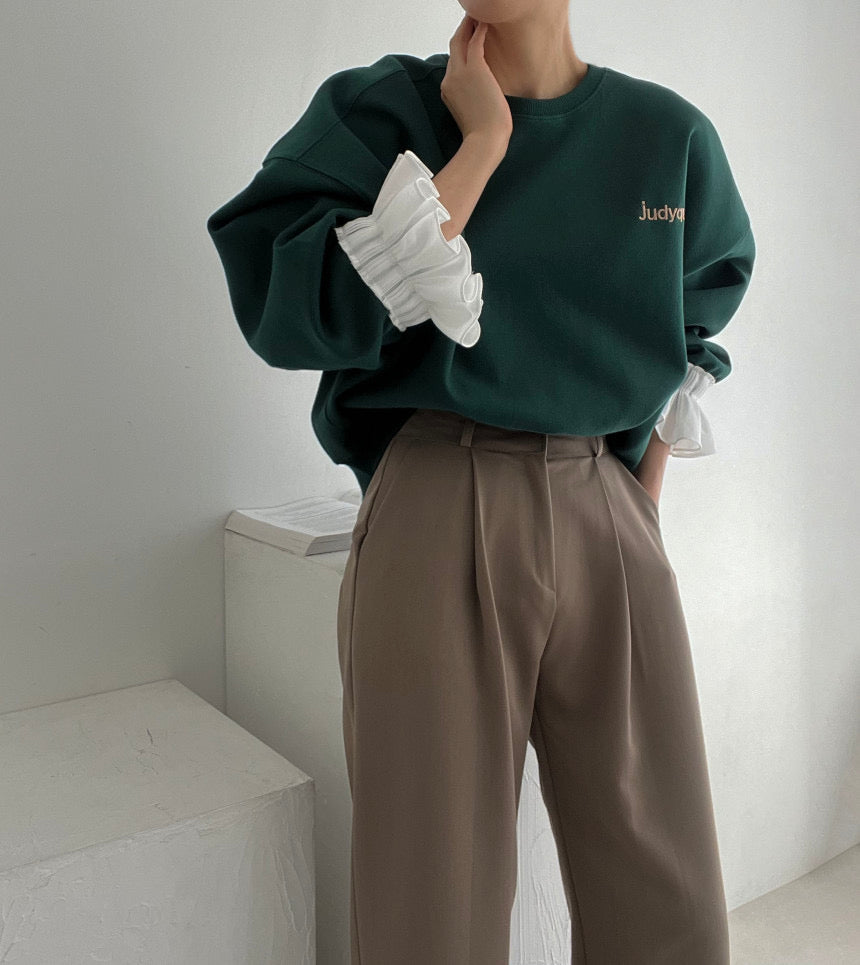 【tops】ラウンドネック切り替えパーカーG23038