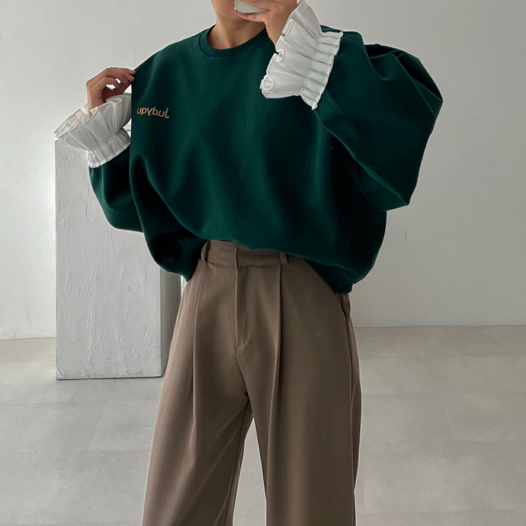 【tops】ラウンドネック切り替えパーカーG23038