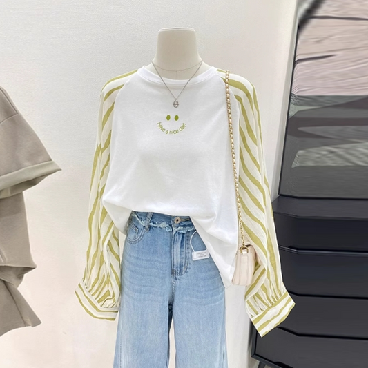 【tops】ストライプ柄長袖TシャツG23039