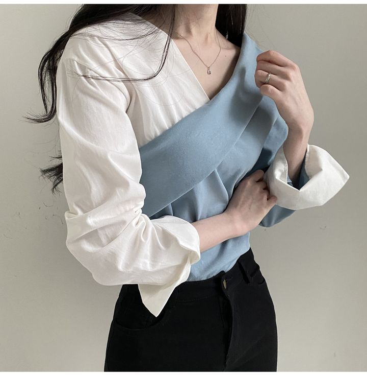 【tops】偽二つ切り替え長袖シャツG23040