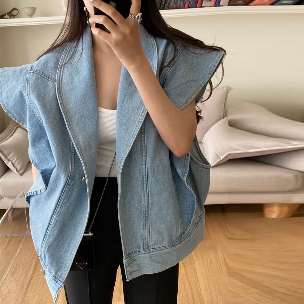 【outer】折り襟デニムアウターG23041