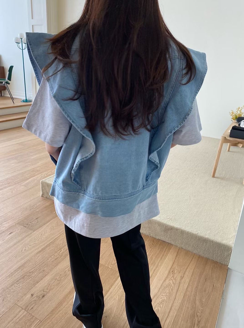 【outer】折り襟デニムアウターG23041