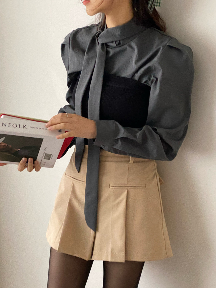 【tops】無地パフスリーブシャツG23049