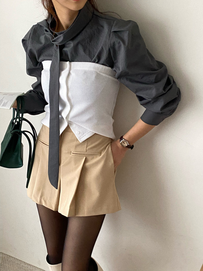 【tops】無地パフスリーブシャツG23049