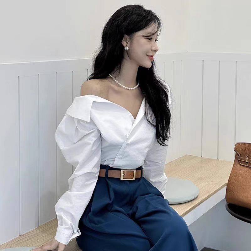 【tops】フランス風折り襟シャツG23050