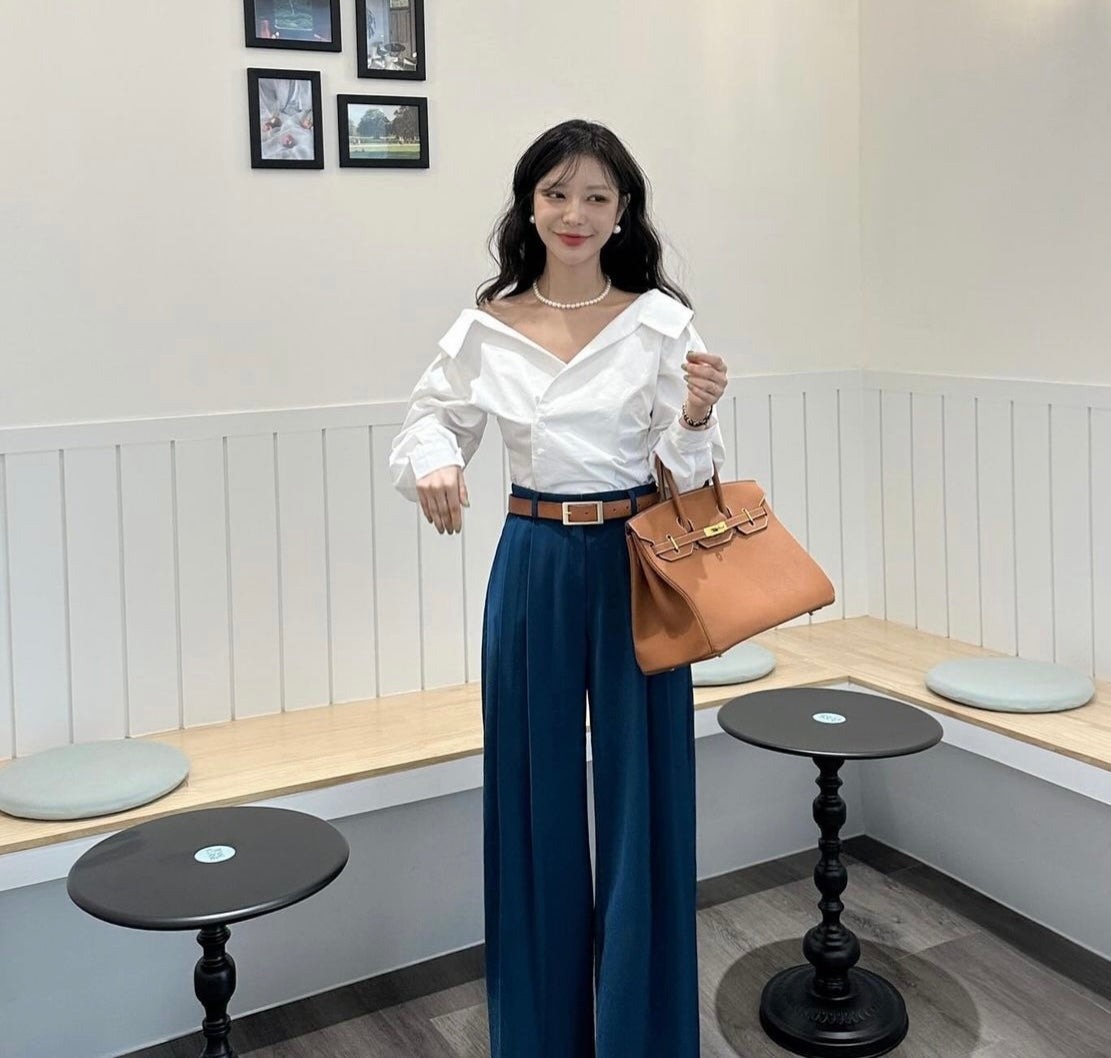 【tops】フランス風折り襟シャツG23050