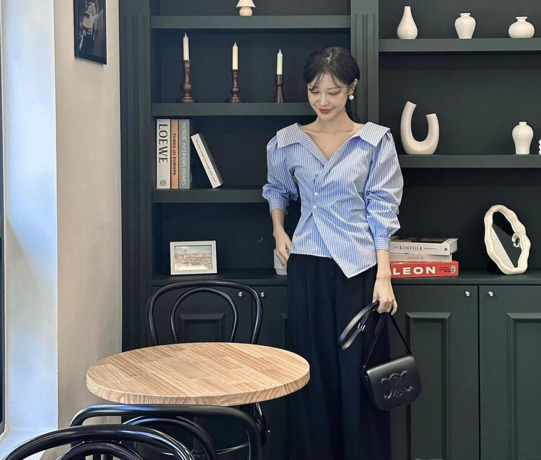 【tops】フランス風折り襟シャツG23050