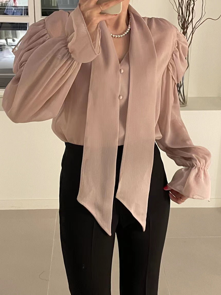 【tops】VネックフレアスリーブブラウスG23062