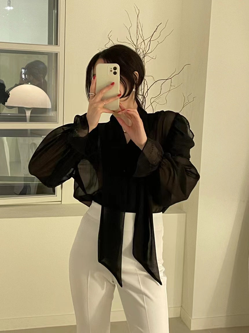 【tops】VネックフレアスリーブブラウスG23062