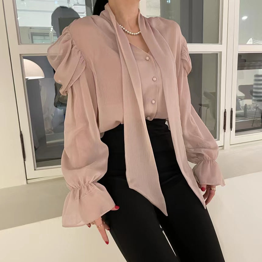 【tops】VネックフレアスリーブブラウスG23062