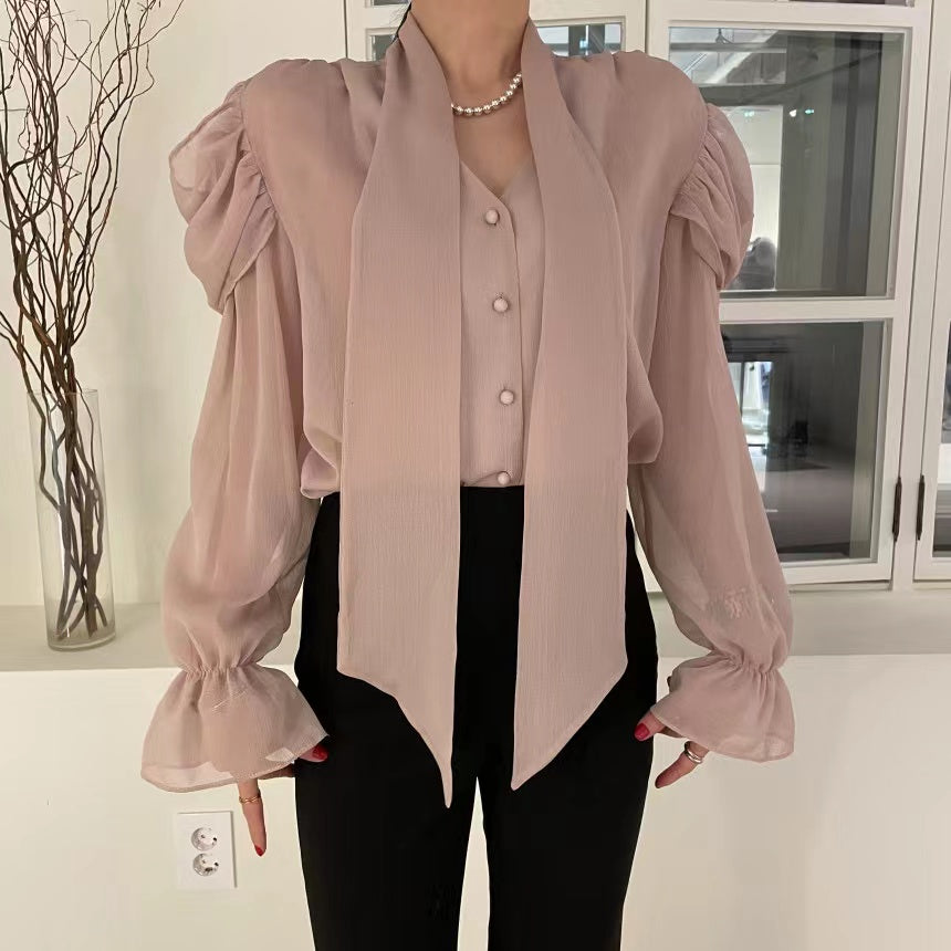 【tops】VネックフレアスリーブブラウスG23062