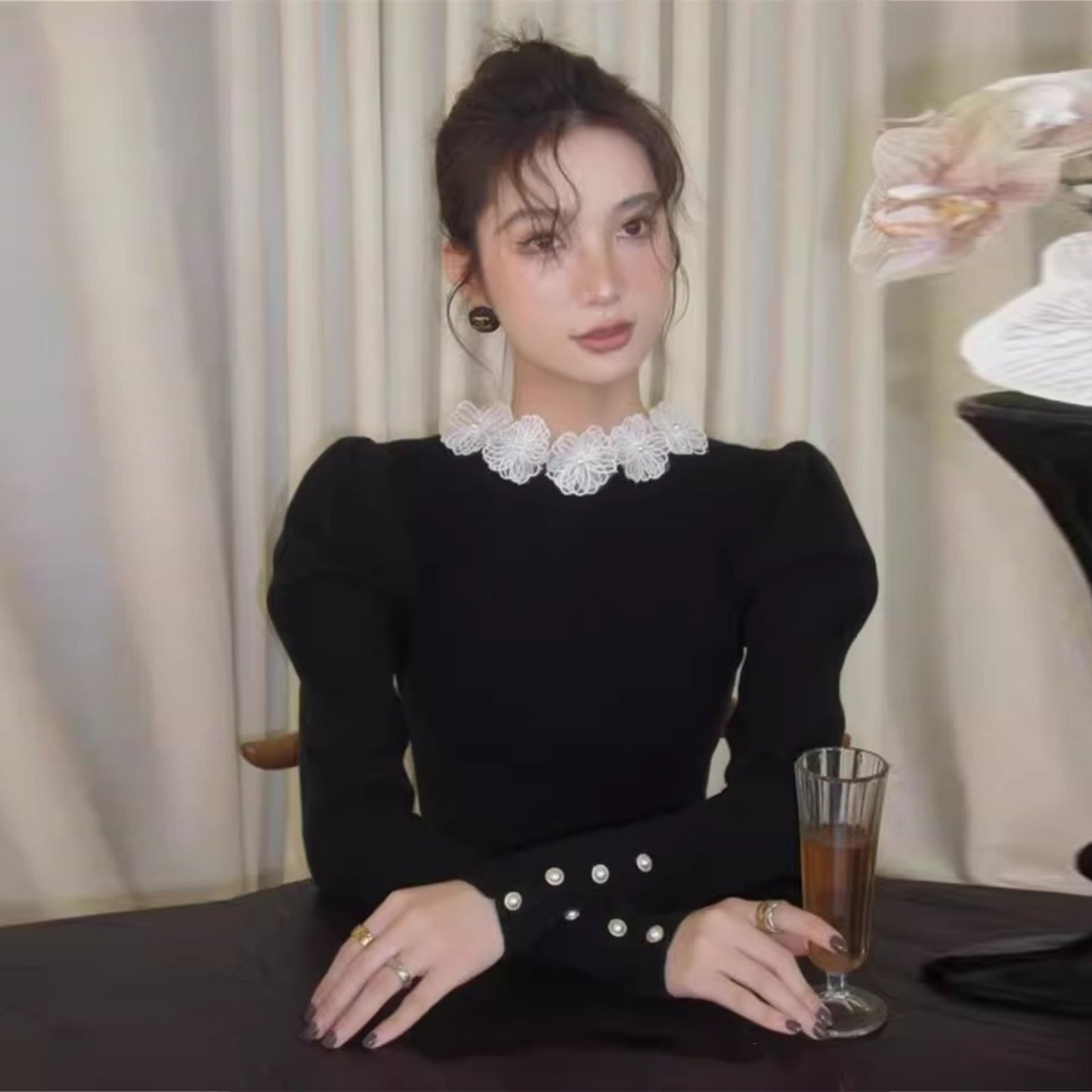 【tops】フランス風フラワーニットセーターG23063