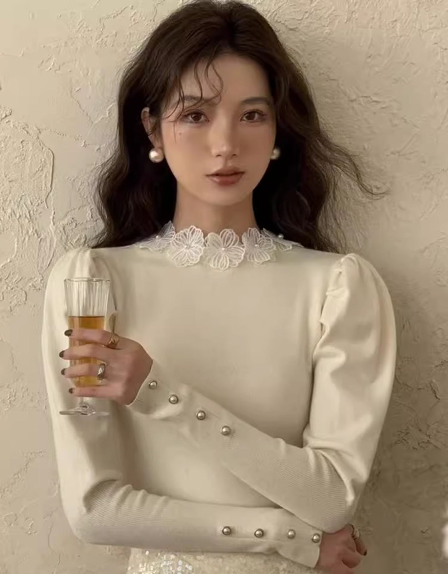 【tops】フランス風フラワーニットセーターG23063