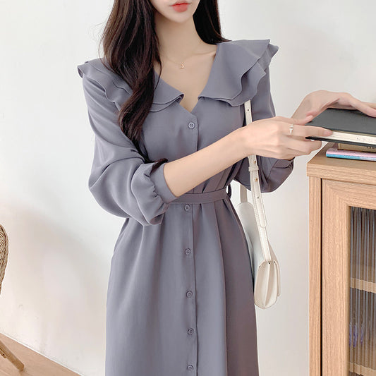 【dress】フランス風長袖デートワンピースG23068