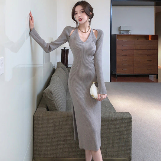 【dress】VネックニットワンピースG23087