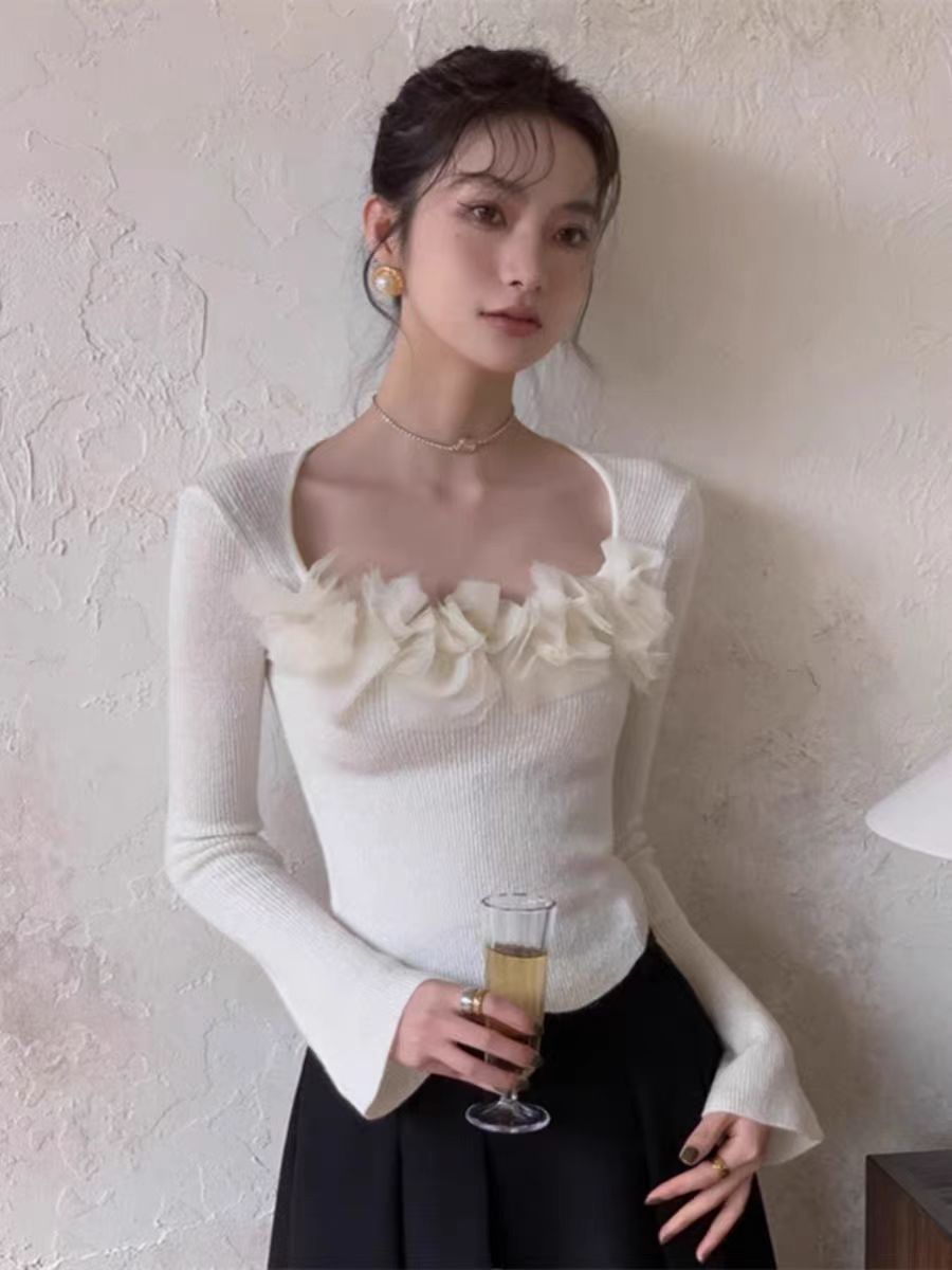 【tops】フラワーニットセーターG23096