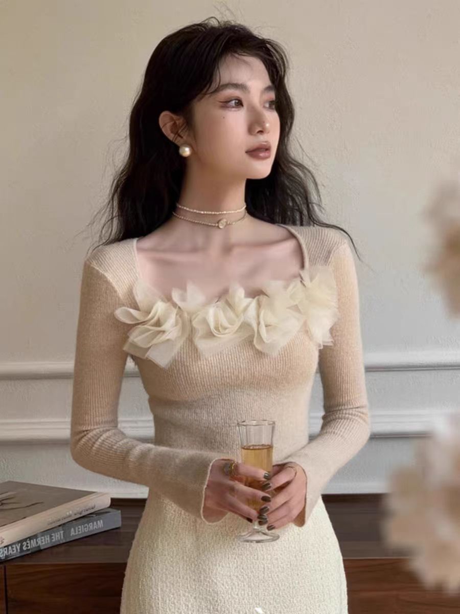 【tops】フラワーニットセーターG23096