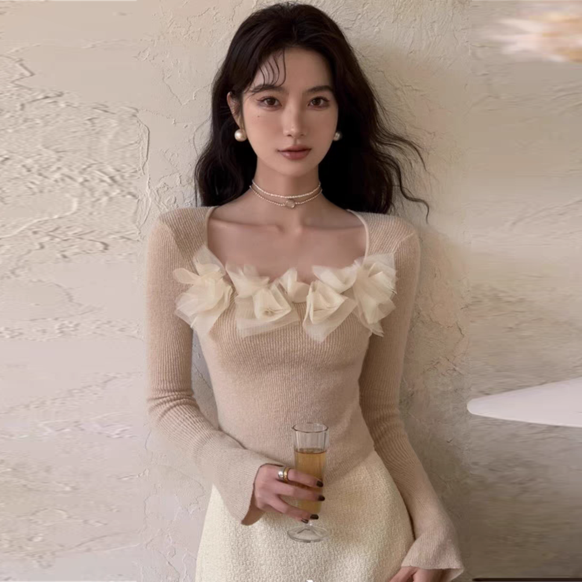 【tops】フラワーニットセーターG23096