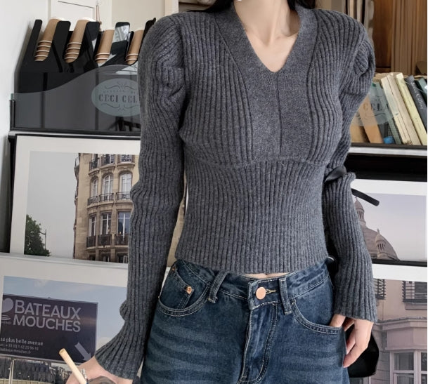 【tops】パフスリーブニットセーターG23099