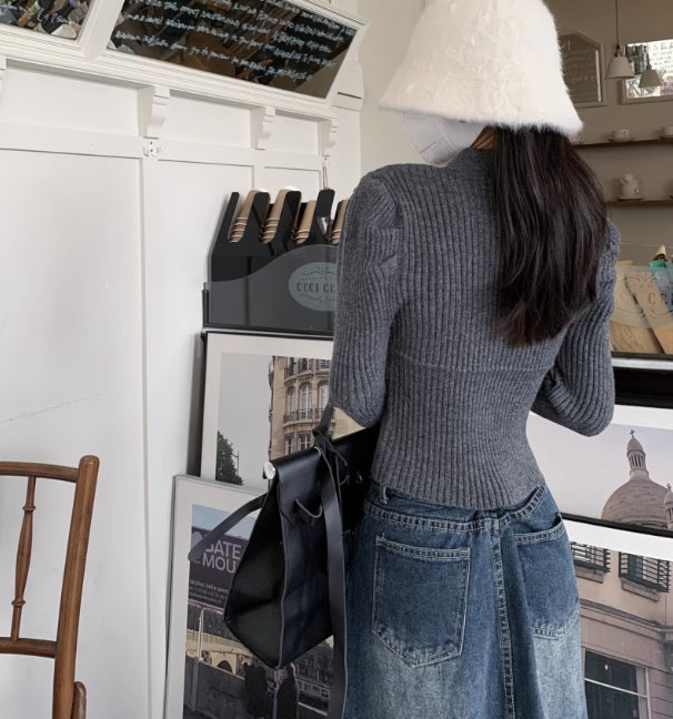 【tops】パフスリーブニットセーターG23099