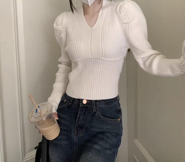 【tops】パフスリーブニットセーターG23099