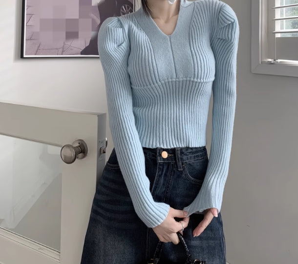 【tops】パフスリーブニットセーターG23099