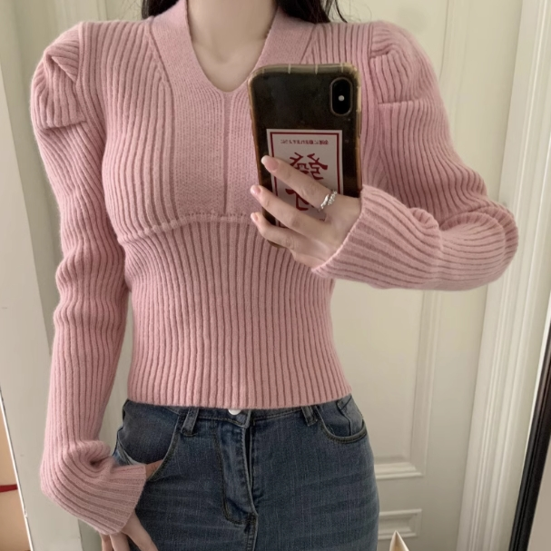 【tops】パフスリーブニットセーターG23099