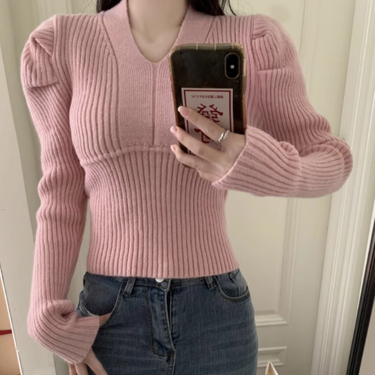 【tops】パフスリーブニットセーターG23099