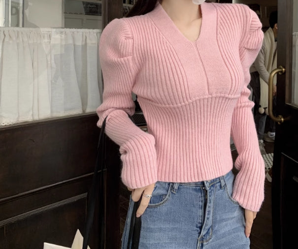 【tops】パフスリーブニットセーターG23099