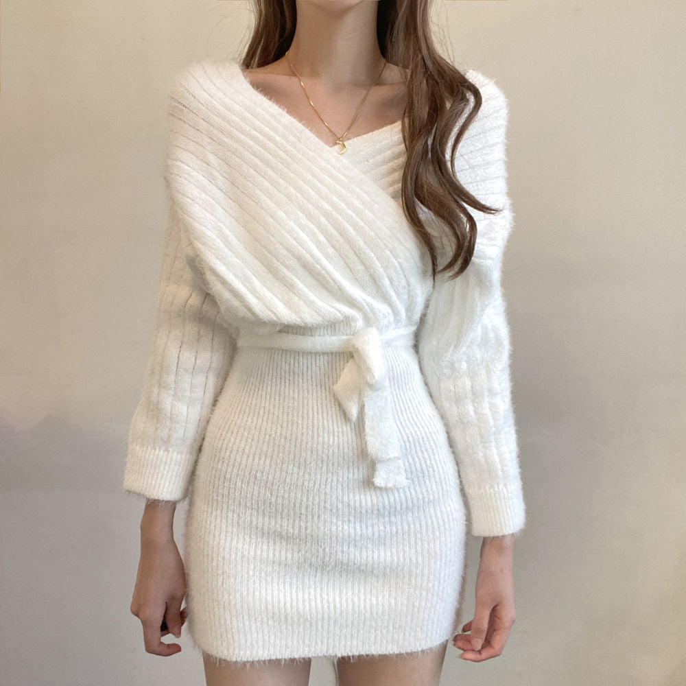 【dress】VネックニットワンピースG23104