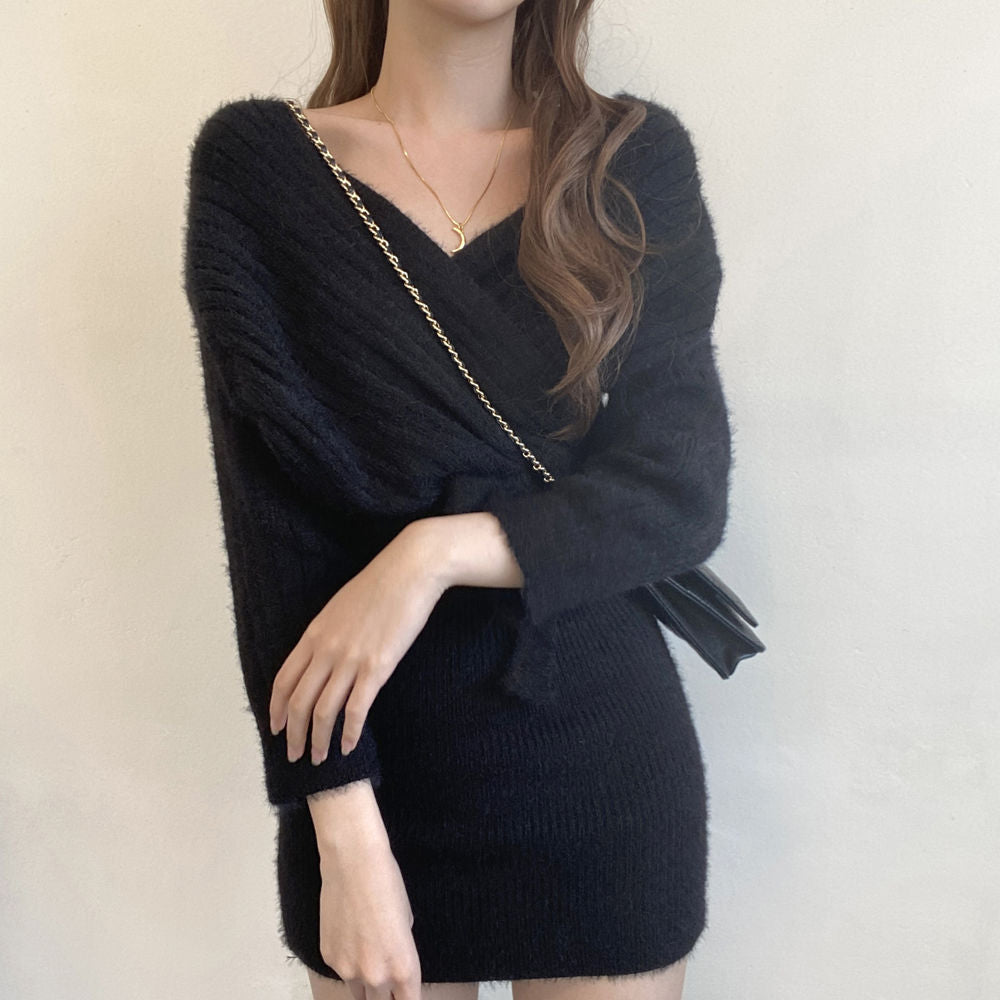 【dress】VネックニットワンピースG23104