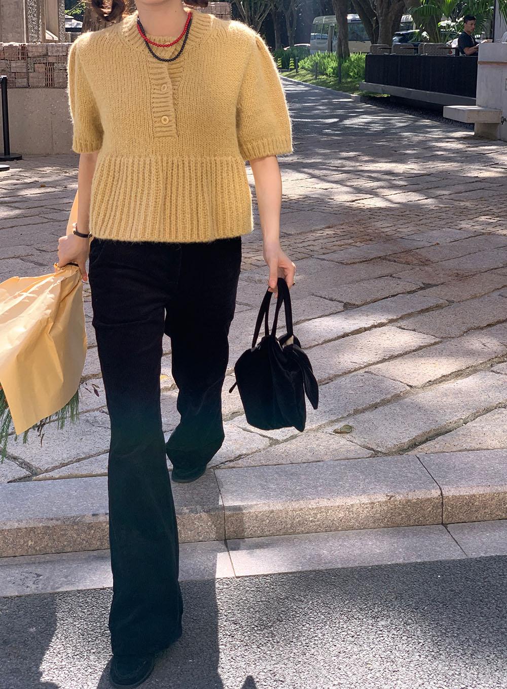 【tops】パフスリーブニットセーターG23115