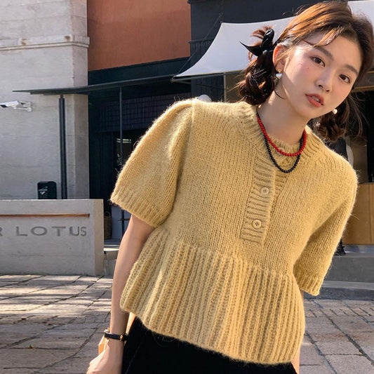 【tops】パフスリーブニットセーターG23115