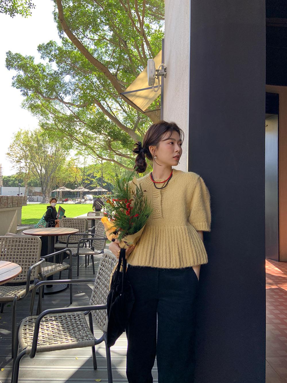 【tops】パフスリーブニットセーターG23115