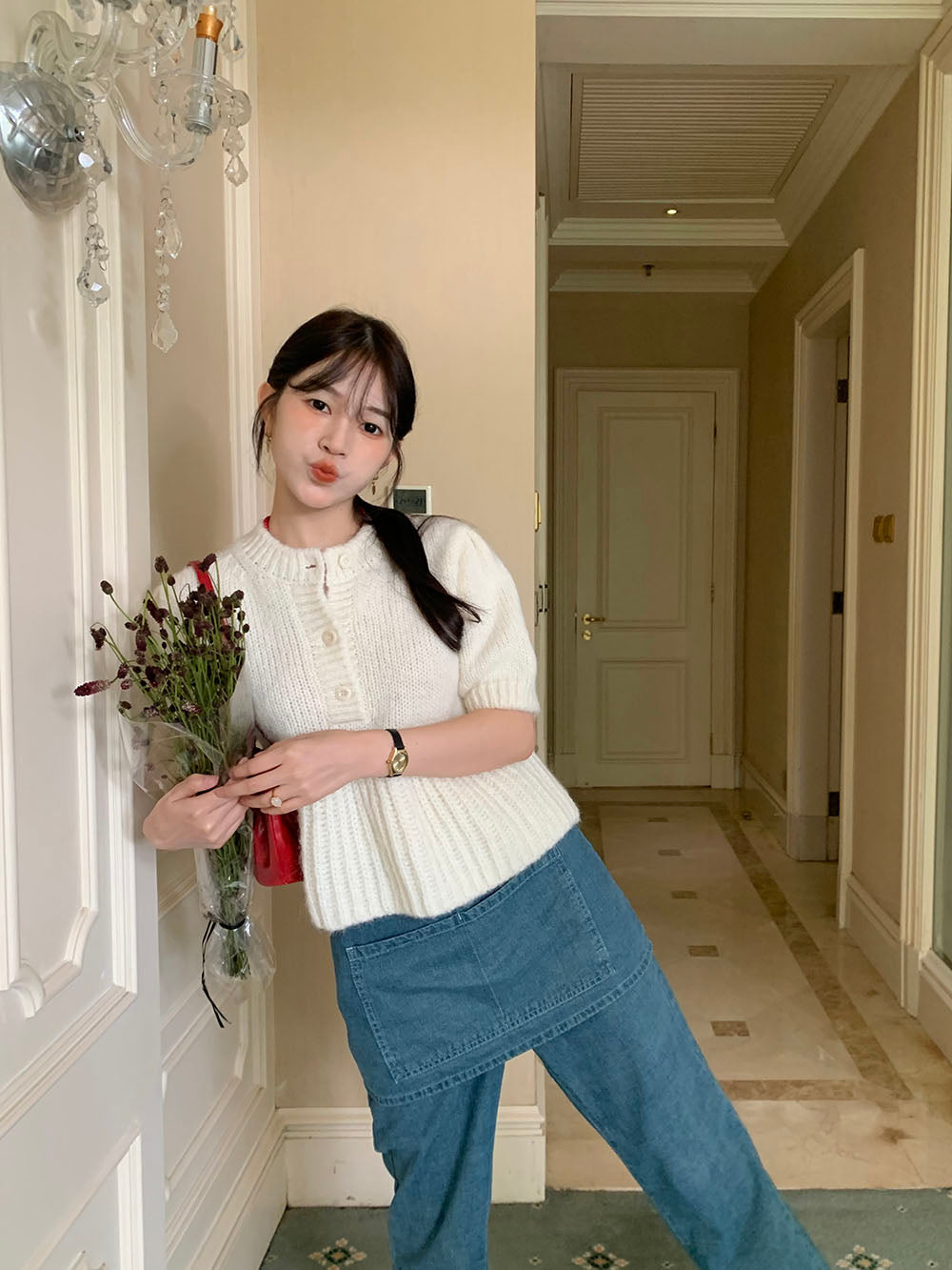 【tops】パフスリーブニットセーターG23115