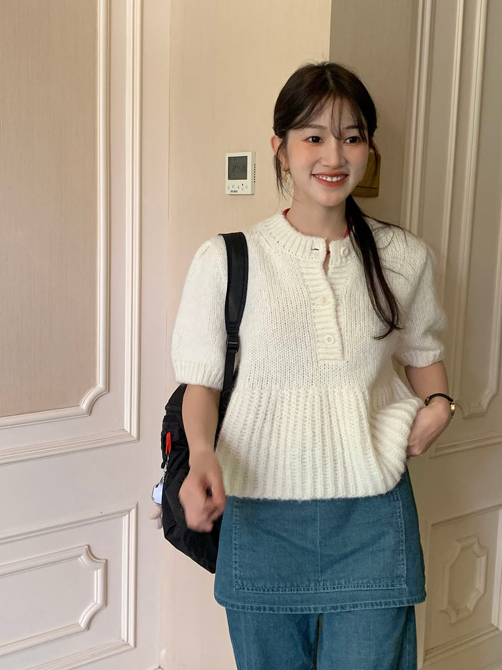 【tops】パフスリーブニットセーターG23115